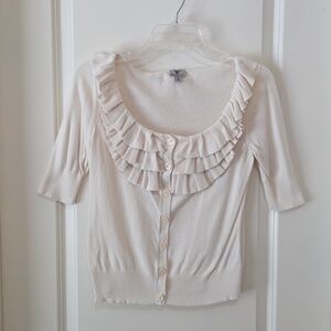 Worthington Ruffled Short Sleeve Sweater, S